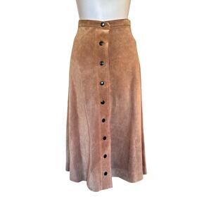 Authentic 1970s Italian suede snap-front skirt, Size 36 IT